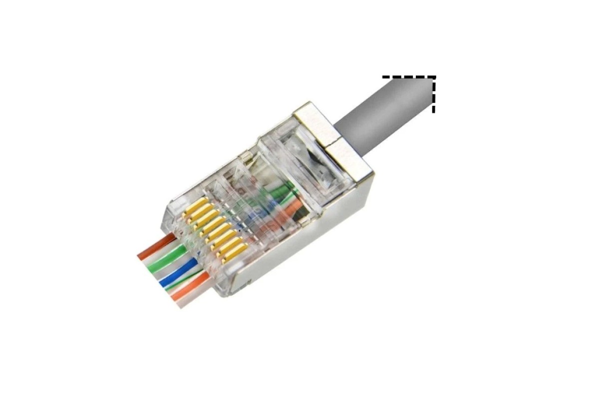 Doorsteek connector RJ45 passend aan SF/UTP Ethernet kabel