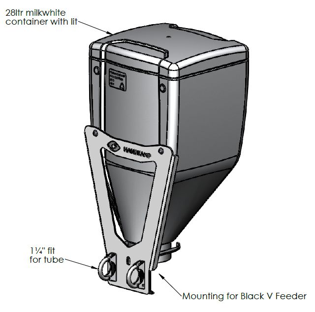 melkwitte container met black vbeugel inhoud 28 liter 17 kg