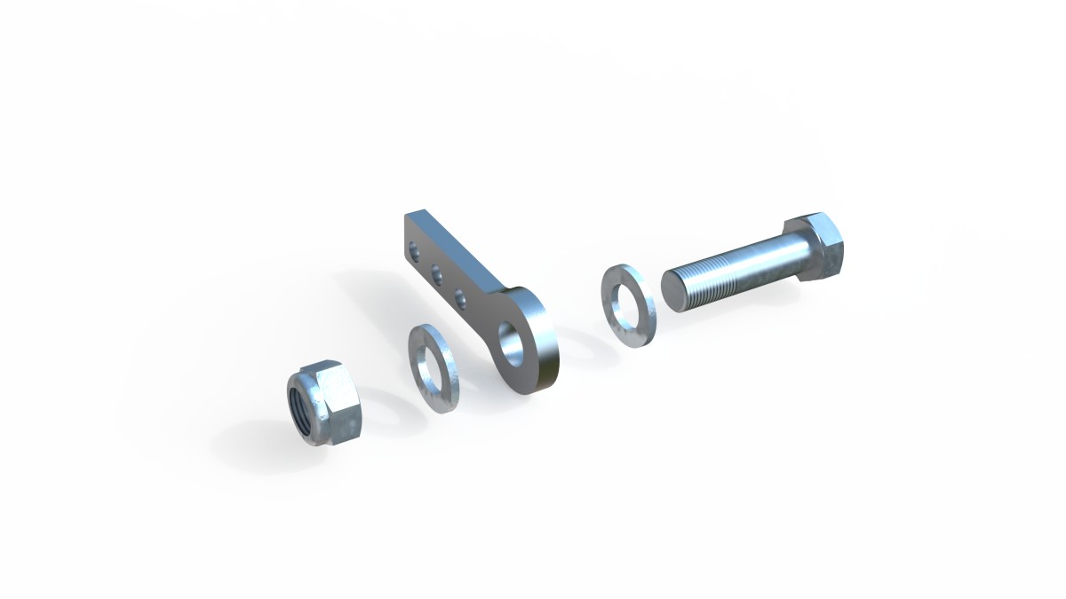 Oog met bout en moer voor bevestiging tandheugel aan lport hek